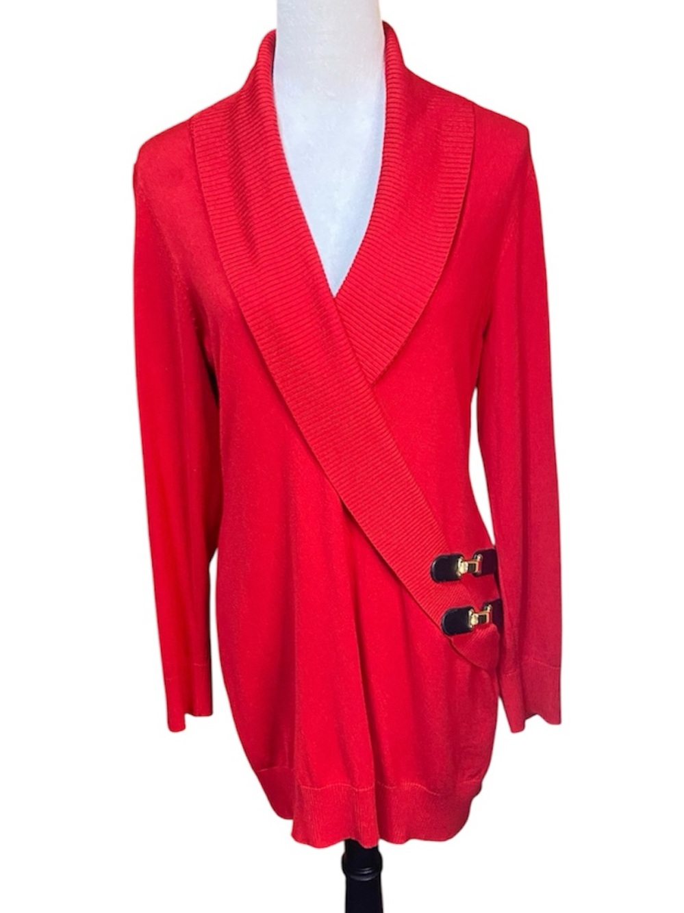 International Concepts Shawl Collar Sweater with Buckle Detail - Picture 1 of 6